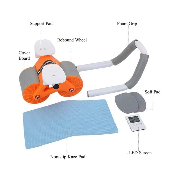 Ab Roller Wheel Exercise with Elbow Support, Automatic Rebound Abdominal Wheel,Double Wheel Ab Roller Equipment for Core Workout for Home Gym...